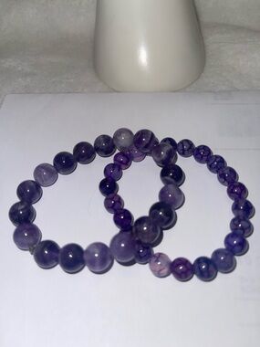 Amethyst and dragon vain agate stone Beaded Stretch Bracelet - Women Jewelry